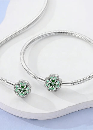 Nuovo Bracciale Originale in Argento 925 con Quadrifoglio Portafortuna e Catena a Serpente, Adatto per Gioielli Fai-da-Te da Donna PlatiNum