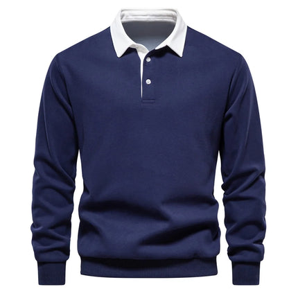 2025 Spring Autumn Polo Neck Sweatshirts for Men Fashion Smart Casual Cotton Mens Hoodies Sweatshirts High-Quality Pullover Tops