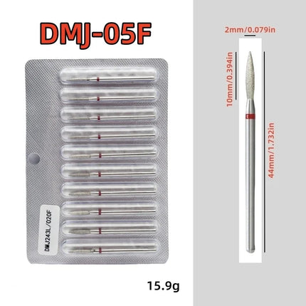 10Pcs/set Diamond Nail Drill Bit Set Nail Diamond Milling Cutter for Manicure 3/32" Burr Electric Nail File Cuticle Remover Tool 2028