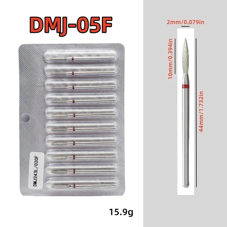 10Pcs/set Diamond Nail Drill Bit Set Nail Diamond Milling Cutter for Manicure 3/32" Burr Electric Nail File Cuticle Remover Tool 2028