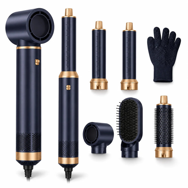 638UKLISS Blue Negative Ion 1000W Hair Dryer Comb Hot Air Brush for Styling And Drying Hair
