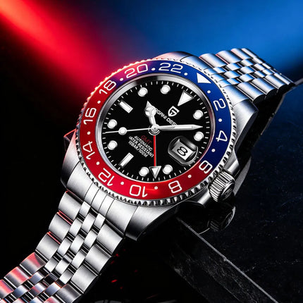Orologio Meccanico di Lusso da Uomo PAGANI DESIGN 2026 con Ghiera Pepsi Cola da 40MM, Cinturino Jubilee in Acciaio Inossidabile, Impermeabile, Automatico, Regalo per Uomo