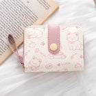 2026Cute Cat Wallets for Women Card Holder Small Purses with Zip Coin Pocket High Quality Square Hand Bags PlatiNum