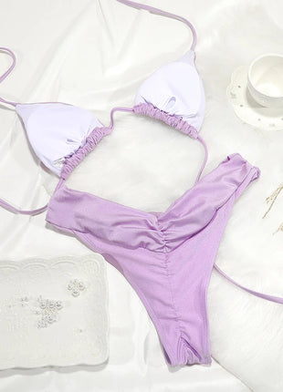 Costume da bagno bikini con pieghe sexy Micro bikini solido Costume da bagno donna Triangolo femminile Costume da bagno da spiaggia platinumshop