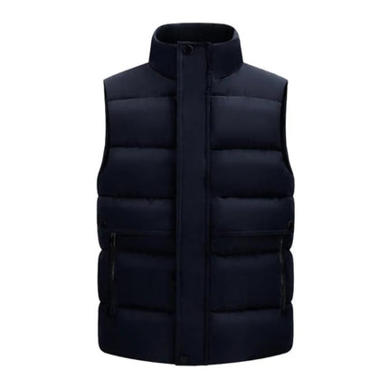 Winter High-density T400 Small-interval Warm Cotton-padded Vest Double Front Flap with Snap Buttons and Zippers