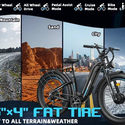 Bicicletta Elettrica FREESKY 540 per Adulti, 2000W, 26 Pollici, Batteria al Litio 48V23A, Pneumatici Larghi da Montagna, E-Bike ad Alta Velocità