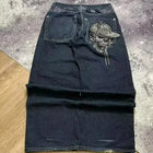 Jeans Oversize Y2K con Stampa Geometrica e Fiori di Ciliegio, Stile Harajuku, Pantaloni Larghi Casual da Donna