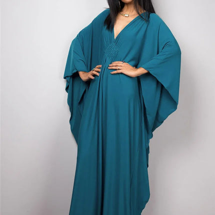 Cover Up Caftano casual da donna Taglie forti Abiti da spiaggia Abito da bagno con maniche a pipistrello platinumshop