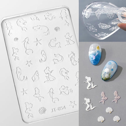 Gothic Letter Nail Art Transfer Printing Steel Plate Nail Art Silicone Stamp Star Heart Dot Bowknot Lace Manicure Tool Templates