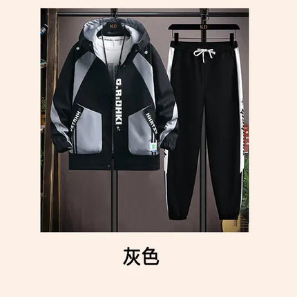 Casual 2-Piece Men's Sets Spring Autumn Streetwear Hooded Jackets & Jogger Tracksuits Outdoor Coats And Drawstring Pant Clothing