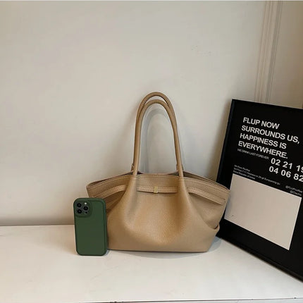 Nuove Borse a Spalla di Lusso 2026 con Motivo Lychee, in Pelle PU Tinta Unita, Borse da Donna di Grande Capacità, Borsa Tote da Viaggio