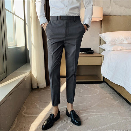 Pantaloni da abito da uomo primavera autunno Moda stile britannico Business Office Pantaloni eleganti da uomo Pantaloni da uomo slim fit a righe di alta qualità