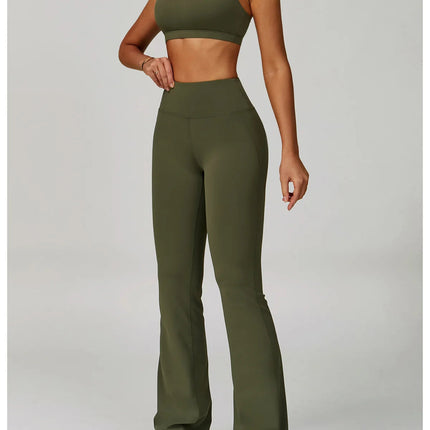 Flared Leggings Women's Wide-leg Pants High Waisted Hip lifting Yoga Pants Quick Drying Running Exercise Fitness Bell bottoms PlatiNum