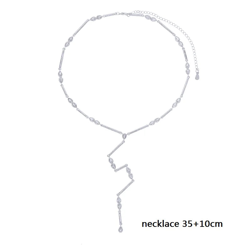 Barra geometrica a goccia Cubic Zirconia CZ Catena a maglie Lunga Y Lariat Collana di moda donna sexy 2026 Nuovo arrivato