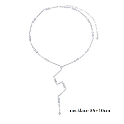Barra geometrica a goccia Cubic Zirconia CZ Catena a maglie Lunga Y Lariat Collana di moda donna sexy 2026 Nuovo arrivato