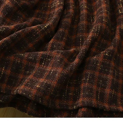 Art Mori Girls Woolen Skirts New 2025 Autumn Winter Basics Woman Cute Sweet Japanese Preppy Style Retro Vintage Long Plaid Skirt PlatiNum