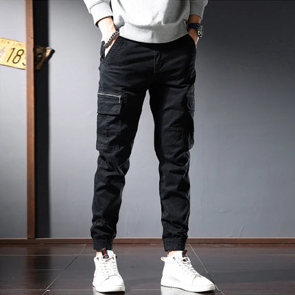 Street Fashion Men Jeans Black Green Loose Fit Big Pocket Casual Cargo Pants Hombre Zipper Designer Hip Hop Joggers Men Overalls