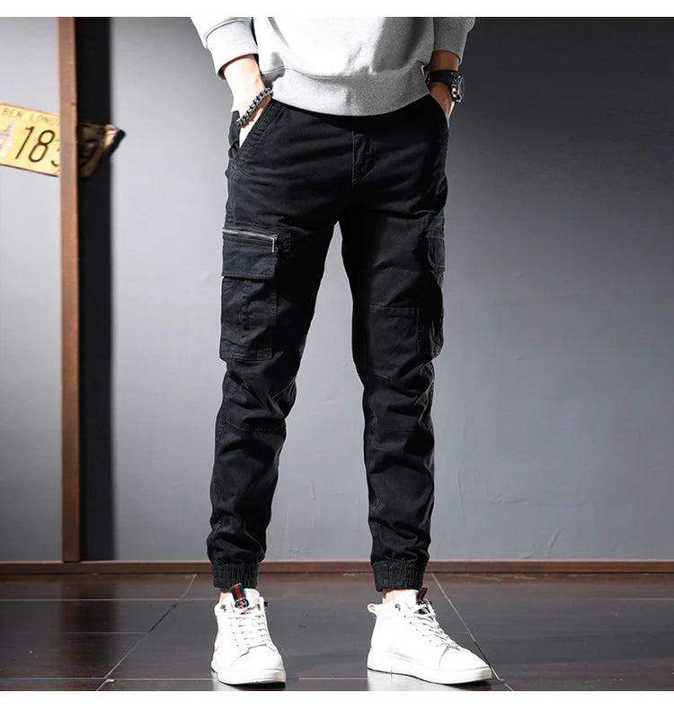 Street Fashion Men Jeans Black Green Loose Fit Big Pocket Casual Cargo Pants Hombre Zipper Designer Hip Hop Joggers Men Overalls