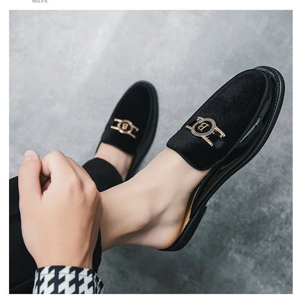 Scarpe casual in pelle da uomo Ciabatte nere di lusso Appartamenti di moda Pantofole da esterno traspiranti estive Mocassini slip on maschili firmati