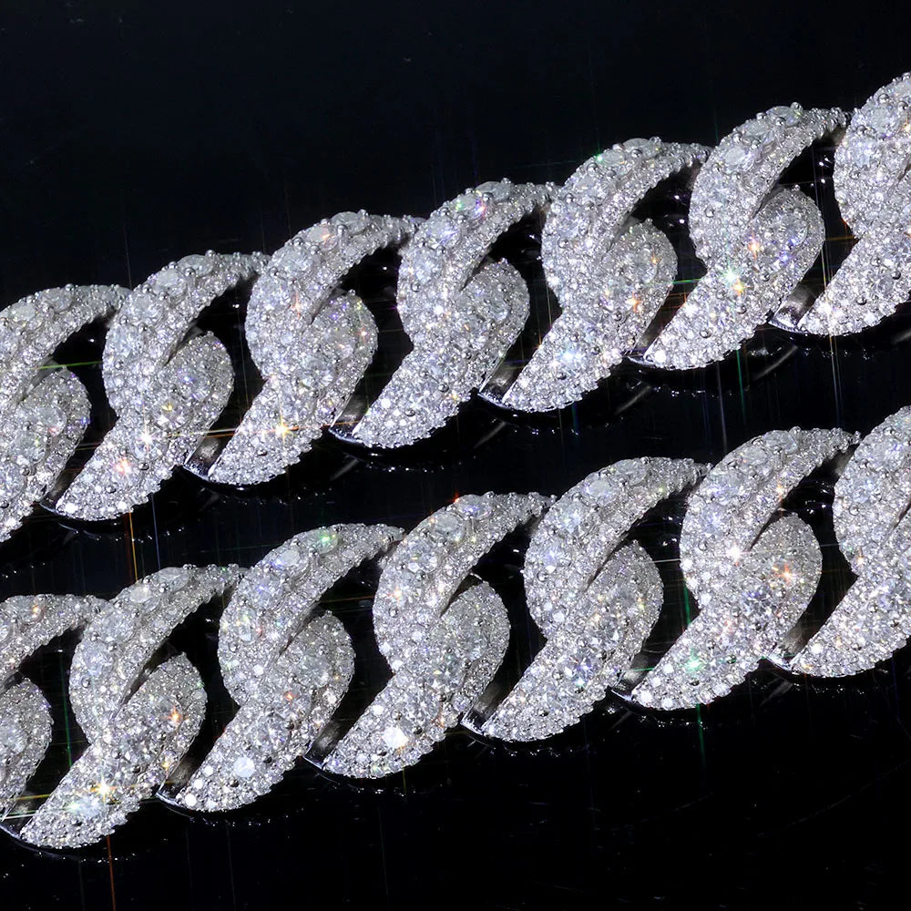 Accessorio Hip Hop Collana in oro rosa largo 22 mm Collana pesante alla moda fredda con zirconi in rame per uomini e donne