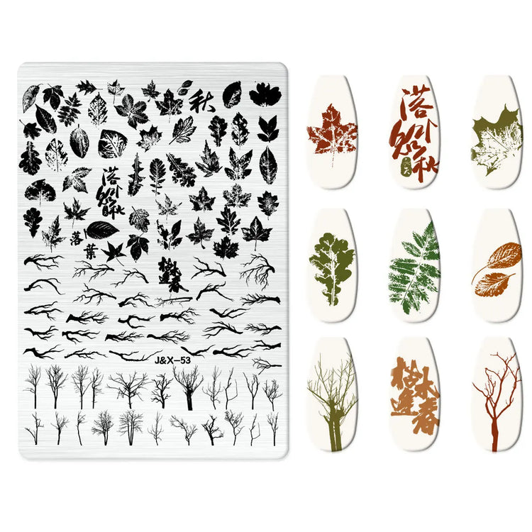 Flowers Love Nail Stamping Newspaper Splice Theme Irregular Stamping Plates Letter Nail Art Printing Stencil Tool Big Size Tools