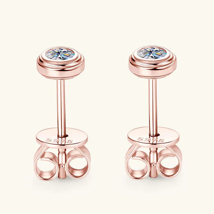 IOGOU D0.10CT Moissanite Diamond Round Stud Earrings 925 Sterling Silver Original Fine Jewelry for Women Girls Anniversary Gifts PlatiNum