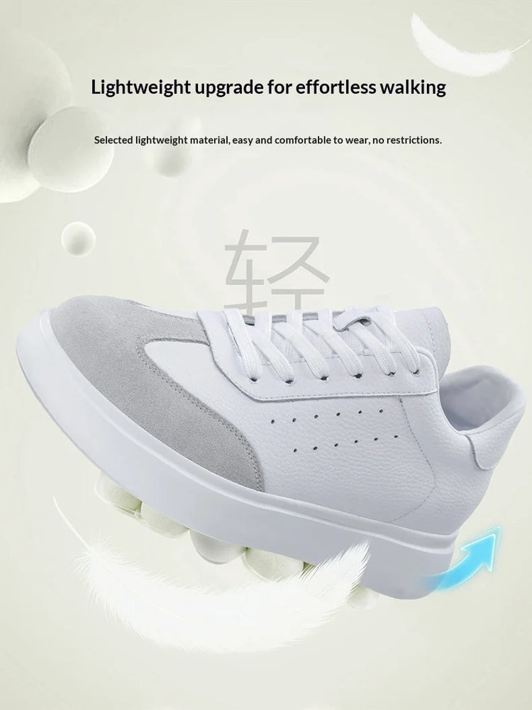 Men 7CM Invisible Height Increasing Sneakers Comfortable Breathable Leather Casual Elevator Shoes Lace Up Thick Sole Sport Shoes