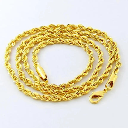 Hot y2k 18K Gold Necklace 3MM Twisted Rope Twist Electroplating Chain for Men Women Wedding Jewelry Gifts PlatiNum