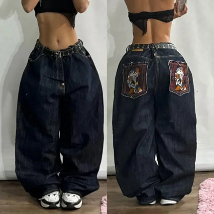 Streetwear New Fashion Jeans larghi con stampa oversize Y2K Harajuku Pantaloni hip-hop vintage pop gotici a vita alta Pantaloni a gamba larga