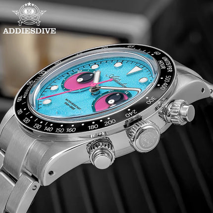 ADDIESDIVE New Men Watch AD2557 Luxury Chronograph VK64 Quartz Wristwatch Ceramic Bezel Luminous Dive 100m Waterproof 40mm Watch