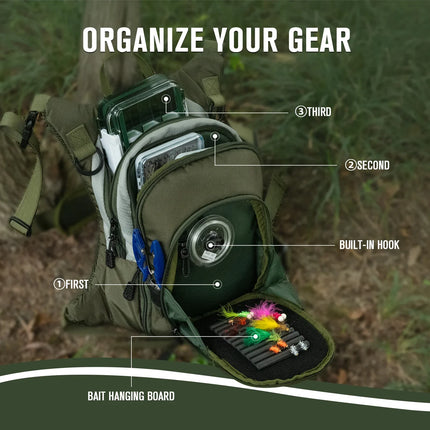 Goture 100% Polyester Fly Fishing Bag, Ultra-Light Chest Bag with Multiple Pockets, Fishing Accessory Bag, Outdoor Shoulder Bag