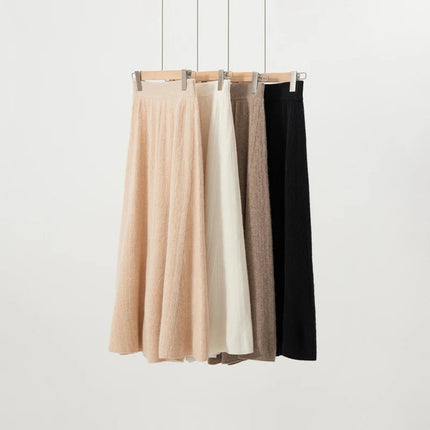 Choice New 100% Cashmere Skirt Women Long Skirt Autumn Winter Office Lady Soft Cashmere A Line Skirt Simple Grace Cashmere Dress PlatiNum
