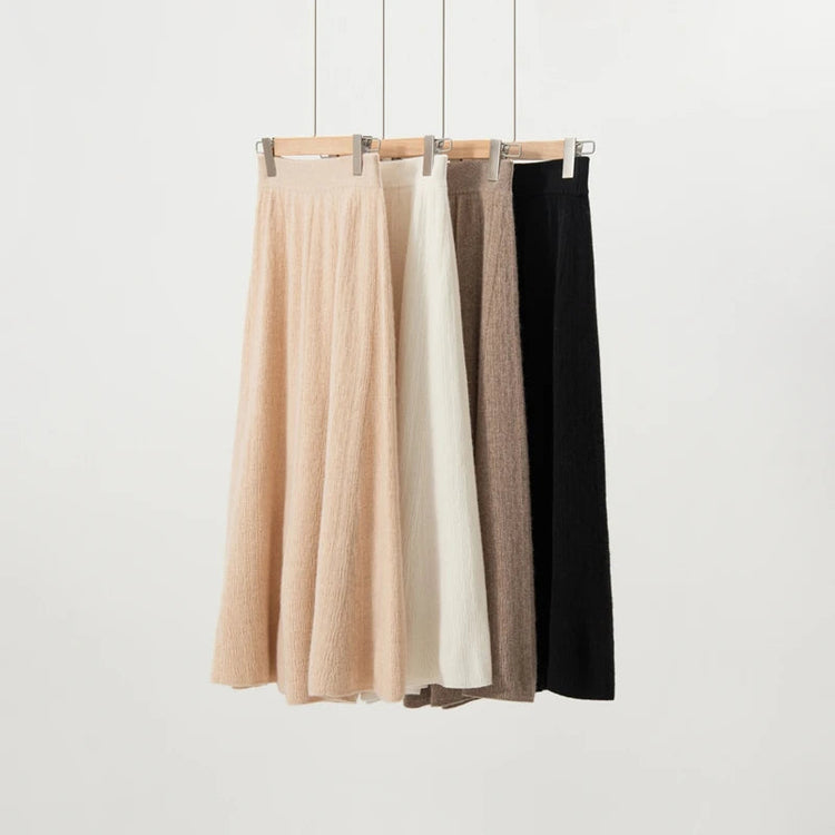 Choice New 100% Cashmere Skirt Women Long Skirt Autumn Winter Office Lady Soft Cashmere A Line Skirt Simple Grace Cashmere Dress PlatiNum