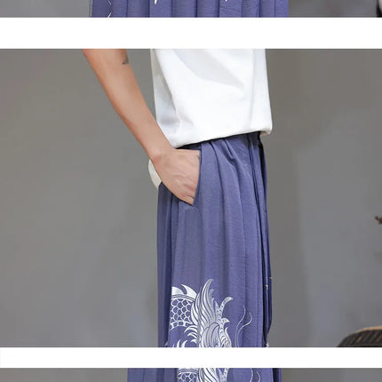 Pantaloni Larghi da Uomo Streetwear con Stampa Drago, Pantaloni Harem Casual, Pantaloni da Jogging Vintage, Nuovi Pantaloni Primaverili ed Estivi