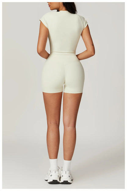 2 Pieces Yoga Set Gym Clothes Sportswear Yoga Suits For Women Fitness Short Sleeve Crop Top Tracksuits Sports Bra Gym Leggings