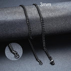 3mm Black Cuban / 60cm 24inch