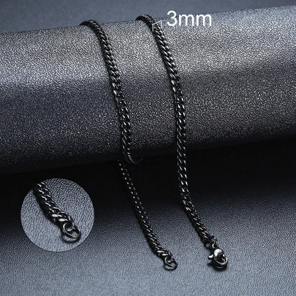 3-11MM Classic Cuban Chain Necklace for Men Women,Silver Black Gold Grey Color Stainless Steel Chains,Basic Punk Jewelry Gift PlatiNum