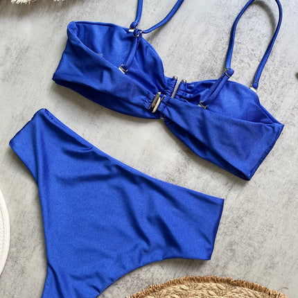 Bikini a Fascia Push-Up Donna 2024, Costume da Bagno Sexy Femminile, Set Bikini Brasiliano con Perizoma, Tinta Unita, Abbigliamento da Spiaggia platinumshop