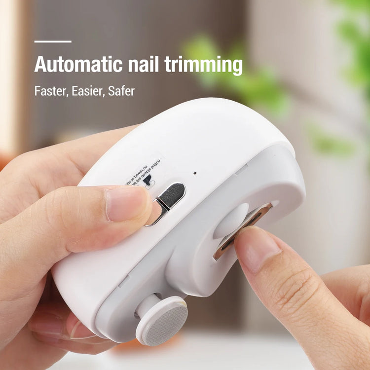 Electric Nail File for Fingernail and Toenail 2 in 1 Trimmer and Polisher Rechargeable Portable Manicure Kit with LED Light for Home Use