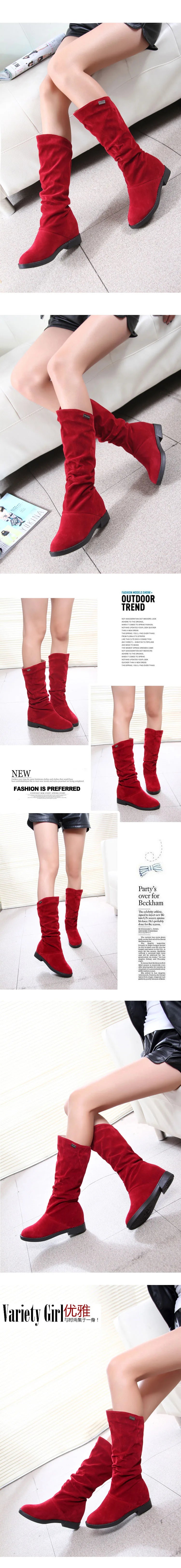Women's Boots Winter New European American Fashion Frosted Mid-calf Women's Boots Low Heel Plus Velvet Knight Boots for Women