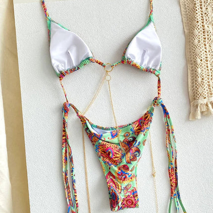 Miyouj Nuovi Bikini Stampati Costumi da bagno Donna Costume da bagno sexy Fasciatura Bikini Set 2024 Beachwear String Costumi da bagno Micro Biquinis platinumshop