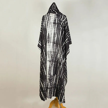 Costume da bagno donna copricostume lungo Kimono da spiaggia orlo curvo allentato aperto davanti Tie Dye abbigliamento da spiaggia platinumshop