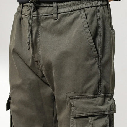 2024 New Winter Cargo Pants Men Multi-Pockets Drawstring Fleece Liner Thick Warm Overalls Joggers Casual Cotton Thermal Trousers