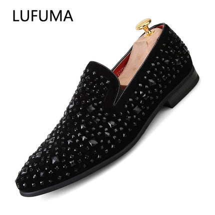 Scarpe formali da uomo strass scarpe eleganti da uomo Sepatu Slip On Pria mocassini da uomo scarpe da sposa Moda Italiana De Hombre Bona Zapatos