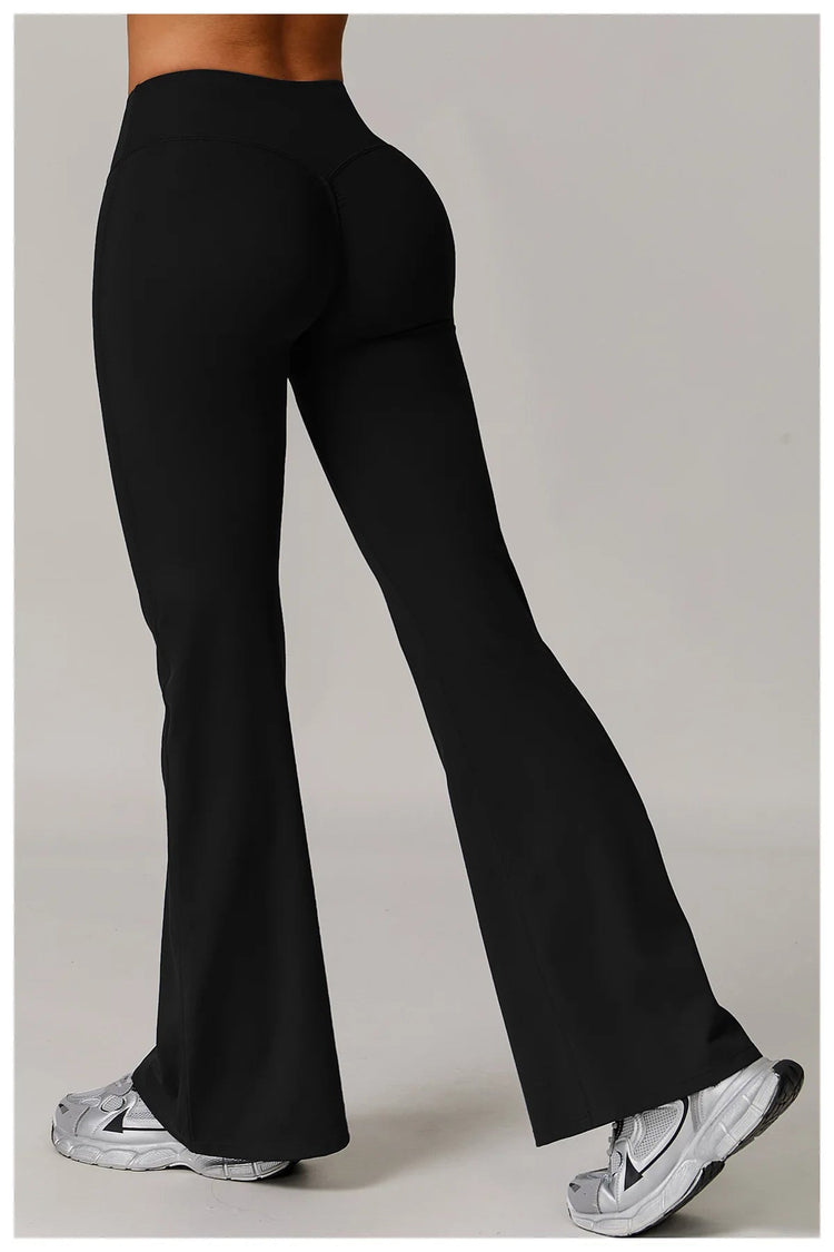 High Waist Wide Leg Pants Leggings Women Tights Fitness Bell-bottoms Yoga Elastic Leggings Push Up Gym Workout Flared Pants PlatiNum