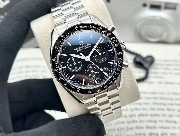 PAGANI DESIGN 500 Orologio da Uomo di Lusso con Cronografo Sportivo, Quadrante Tondo, Vetro Zaffiro AR, Movimento Giapponese, Acciaio 316L, Luminoso platinumshop