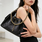 Trendy Chain Strap Black Underarm Bag for Women,  Leather Shoulder Purse for Party And Travel PlatiNum