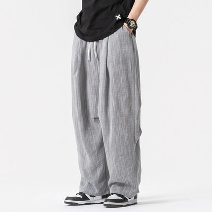 Pantaloni Leggeri e Sottili da Uomo, Traspiranti, Tinta Unita, Stile Harajuku, Gamba Larga, Casual, Oversize, Moda Harem, Streetwear Maschile
