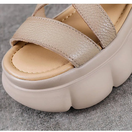 Women's Leather Slip-on Shoes, New Style 2026, Closed-Toe Shoes, Roman Style Sandals, Women's Retro Platform Shoes