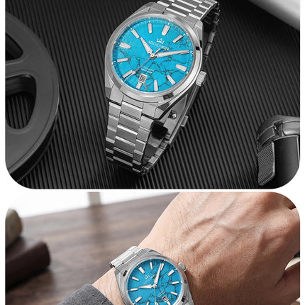 AddiesKIN K010 Turquoise Dial Automatic Mechanical Watch 20Bar Waterproof Sapphire Glass 9015 Movement BGW9 Luminous Men's Watch